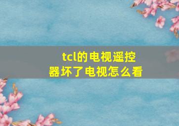 tcl的电视遥控器坏了电视怎么看