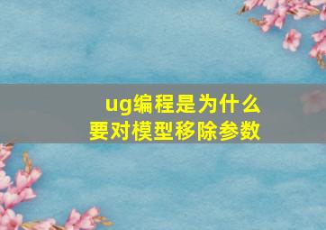 ug编程是为什么要对模型移除参数