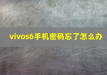 vivos6手机密码忘了怎么办