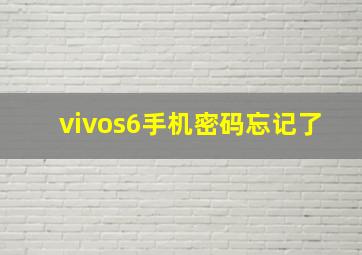 vivos6手机密码忘记了