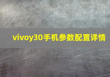 vivoy30手机参数配置详情