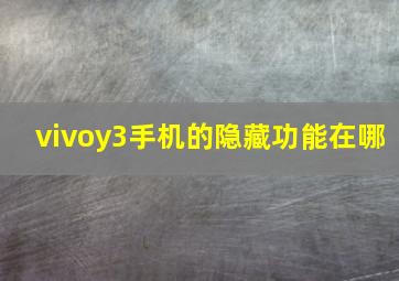 vivoy3手机的隐藏功能在哪