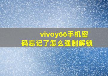 vivoy66手机密码忘记了怎么强制解锁