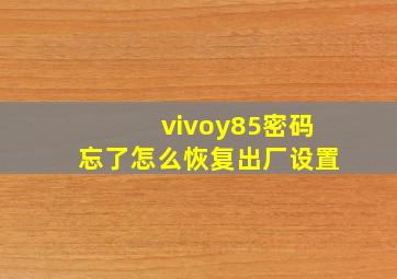 vivoy85密码忘了怎么恢复出厂设置