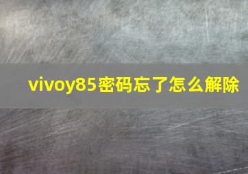 vivoy85密码忘了怎么解除