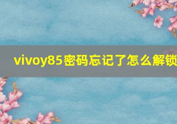 vivoy85密码忘记了怎么解锁