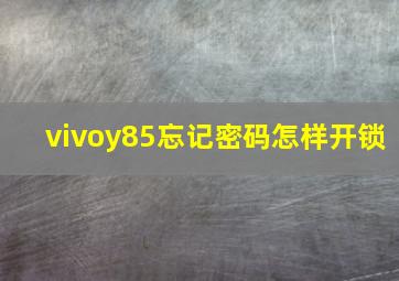 vivoy85忘记密码怎样开锁