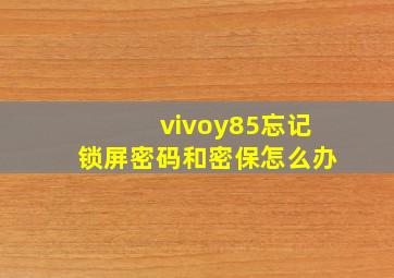 vivoy85忘记锁屏密码和密保怎么办