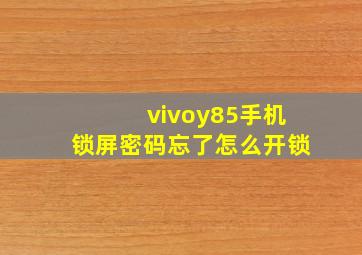 vivoy85手机锁屏密码忘了怎么开锁