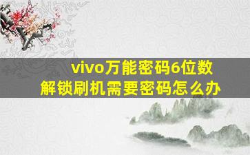 vivo万能密码6位数解锁刷机需要密码怎么办