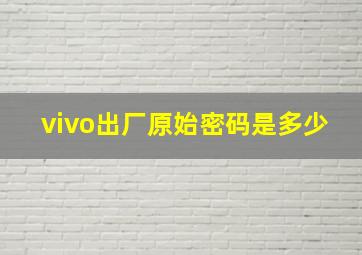 vivo出厂原始密码是多少