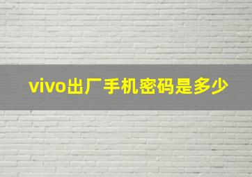 vivo出厂手机密码是多少