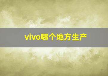 vivo哪个地方生产