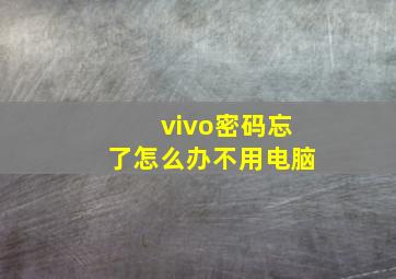 vivo密码忘了怎么办不用电脑