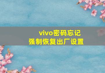 vivo密码忘记强制恢复出厂设置