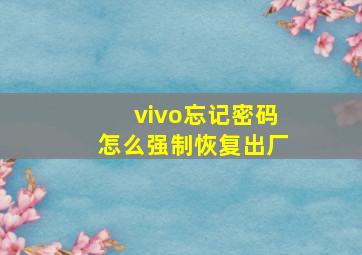 vivo忘记密码怎么强制恢复出厂