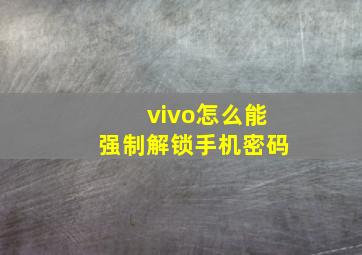 vivo怎么能强制解锁手机密码