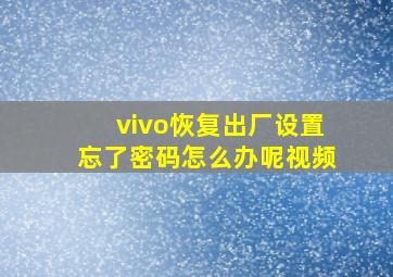 vivo恢复出厂设置忘了密码怎么办呢视频