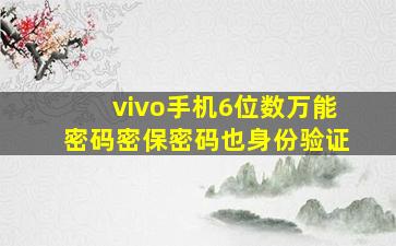 vivo手机6位数万能密码密保密码也身份验证