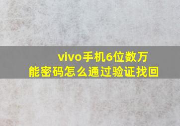 vivo手机6位数万能密码怎么通过验证找回