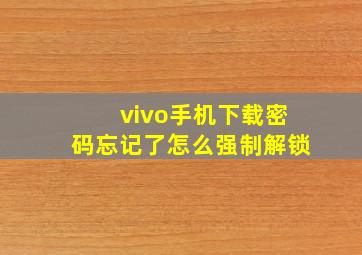 vivo手机下载密码忘记了怎么强制解锁