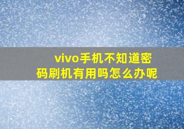 vivo手机不知道密码刷机有用吗怎么办呢