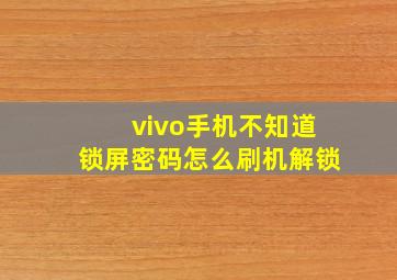 vivo手机不知道锁屏密码怎么刷机解锁