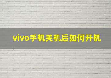 vivo手机关机后如何开机