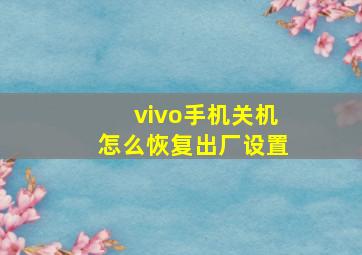 vivo手机关机怎么恢复出厂设置