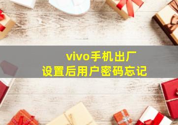 vivo手机出厂设置后用户密码忘记