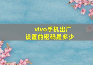 vivo手机出厂设置的密码是多少