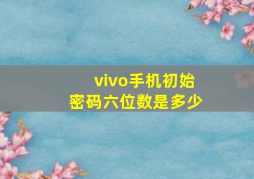 vivo手机初始密码六位数是多少