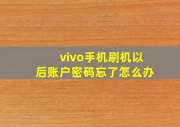 vivo手机刷机以后账户密码忘了怎么办