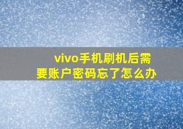 vivo手机刷机后需要账户密码忘了怎么办