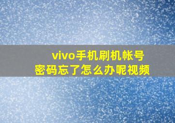 vivo手机刷机帐号密码忘了怎么办呢视频