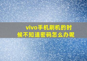 vivo手机刷机的时候不知道密码怎么办呢