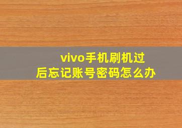 vivo手机刷机过后忘记账号密码怎么办