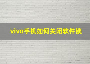 vivo手机如何关闭软件锁