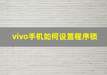 vivo手机如何设置程序锁