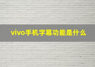 vivo手机字幕功能是什么