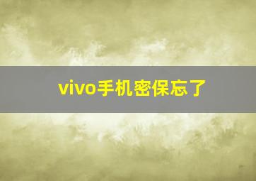 vivo手机密保忘了