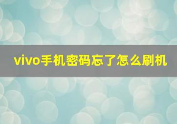 vivo手机密码忘了怎么刷机