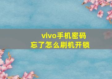 vivo手机密码忘了怎么刷机开锁