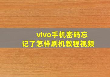 vivo手机密码忘记了怎样刷机教程视频