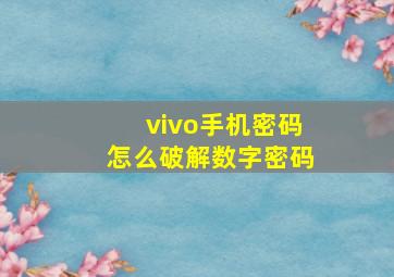 vivo手机密码怎么破解数字密码