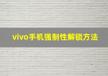 vivo手机强制性解锁方法