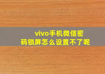 vivo手机微信密码锁屏怎么设置不了呢