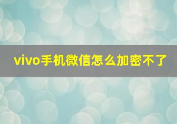 vivo手机微信怎么加密不了