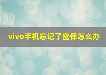 vivo手机忘记了密保怎么办