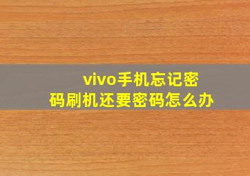 vivo手机忘记密码刷机还要密码怎么办